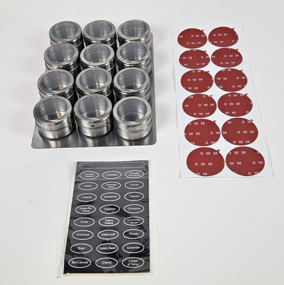 Silver Magnetic Spice Jars Set